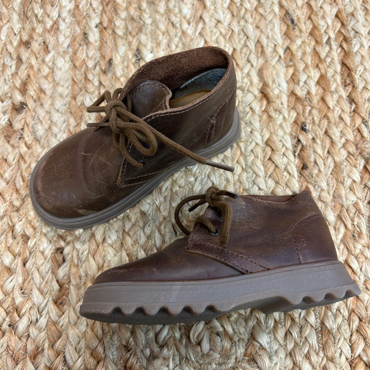Brown Distressed Leather Hi Tops