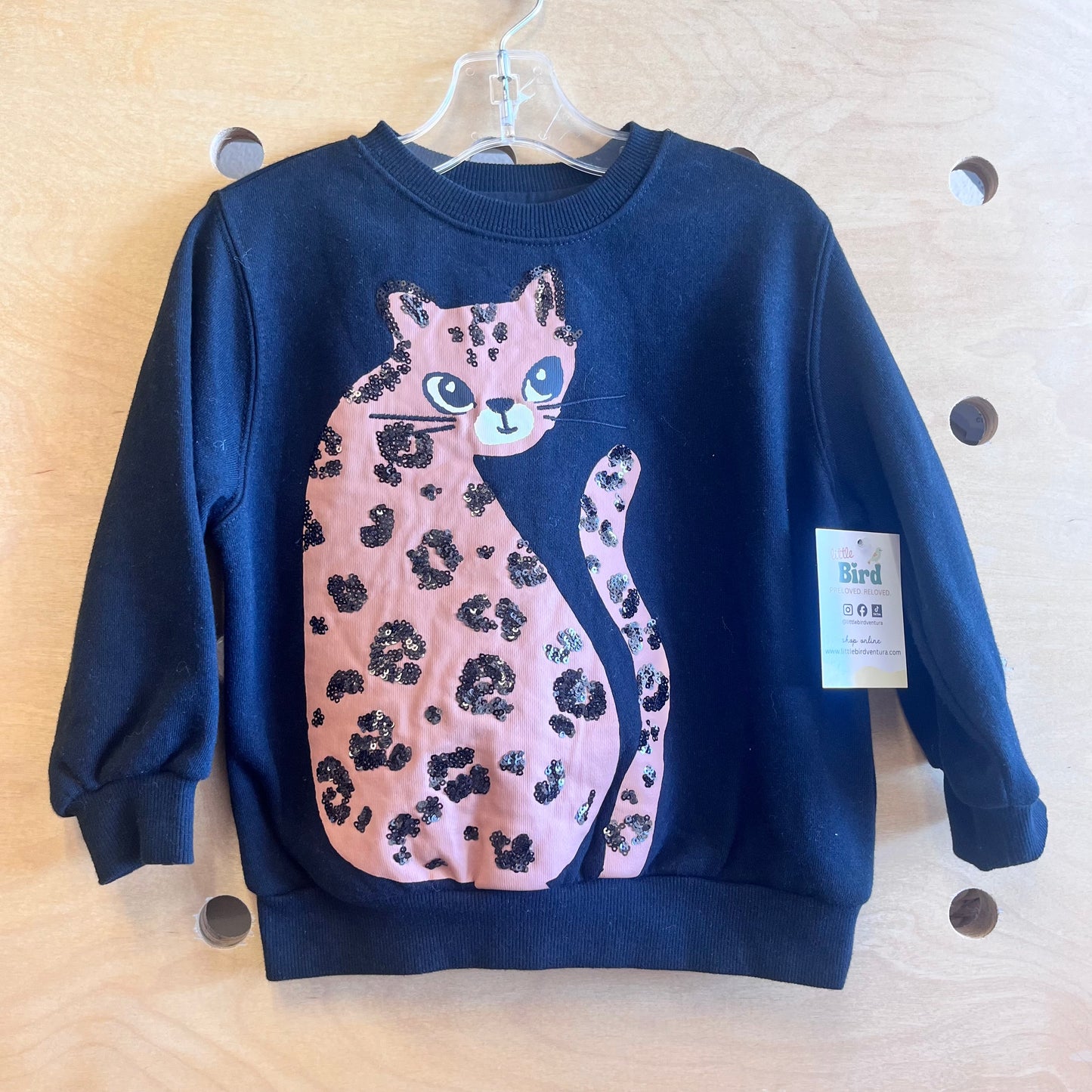 Black Sequin Cat Pullover