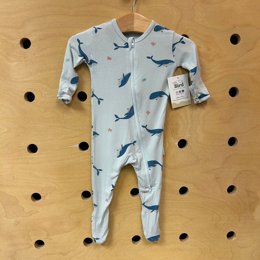 Blue Bamboo Whale Footies