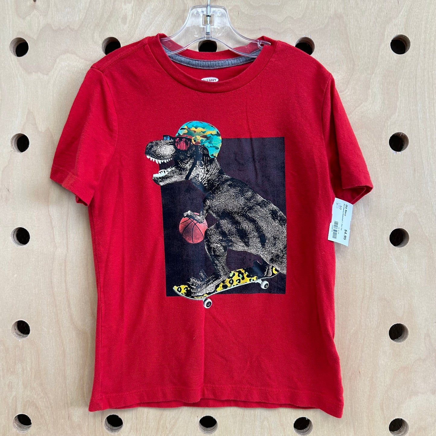 Red Skating Basketball T-Rex Tee