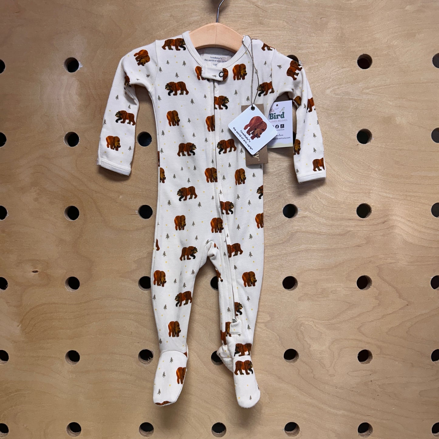Organic Cream/Brown Bears Footies NEW!