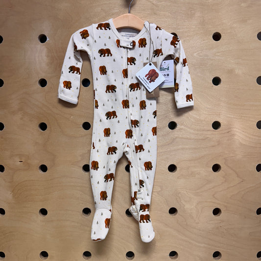 Organic Cream/Brown Bears Footies NEW!