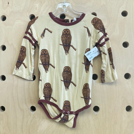Yellow Owls Ringer Bamboo Bodysuit