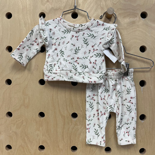 Cream Floral Ruffle Outfit