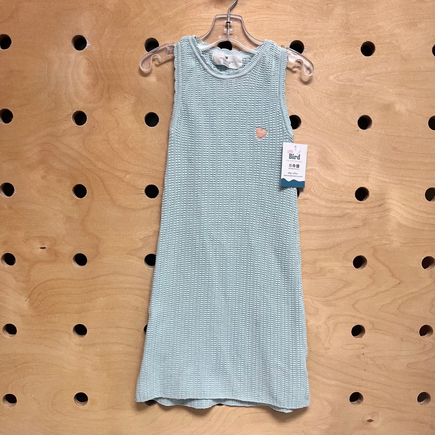 Aqua Embroidered Heart Knit Dress