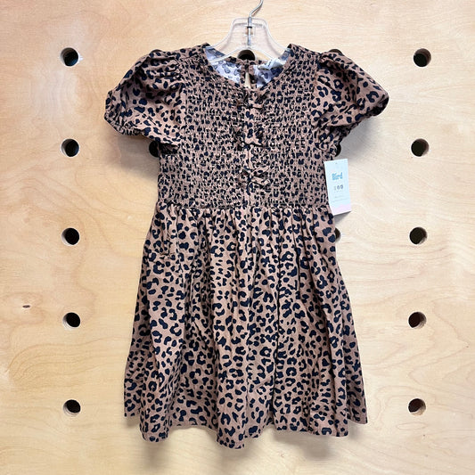 Cheetah Print Smocked Bow Dress