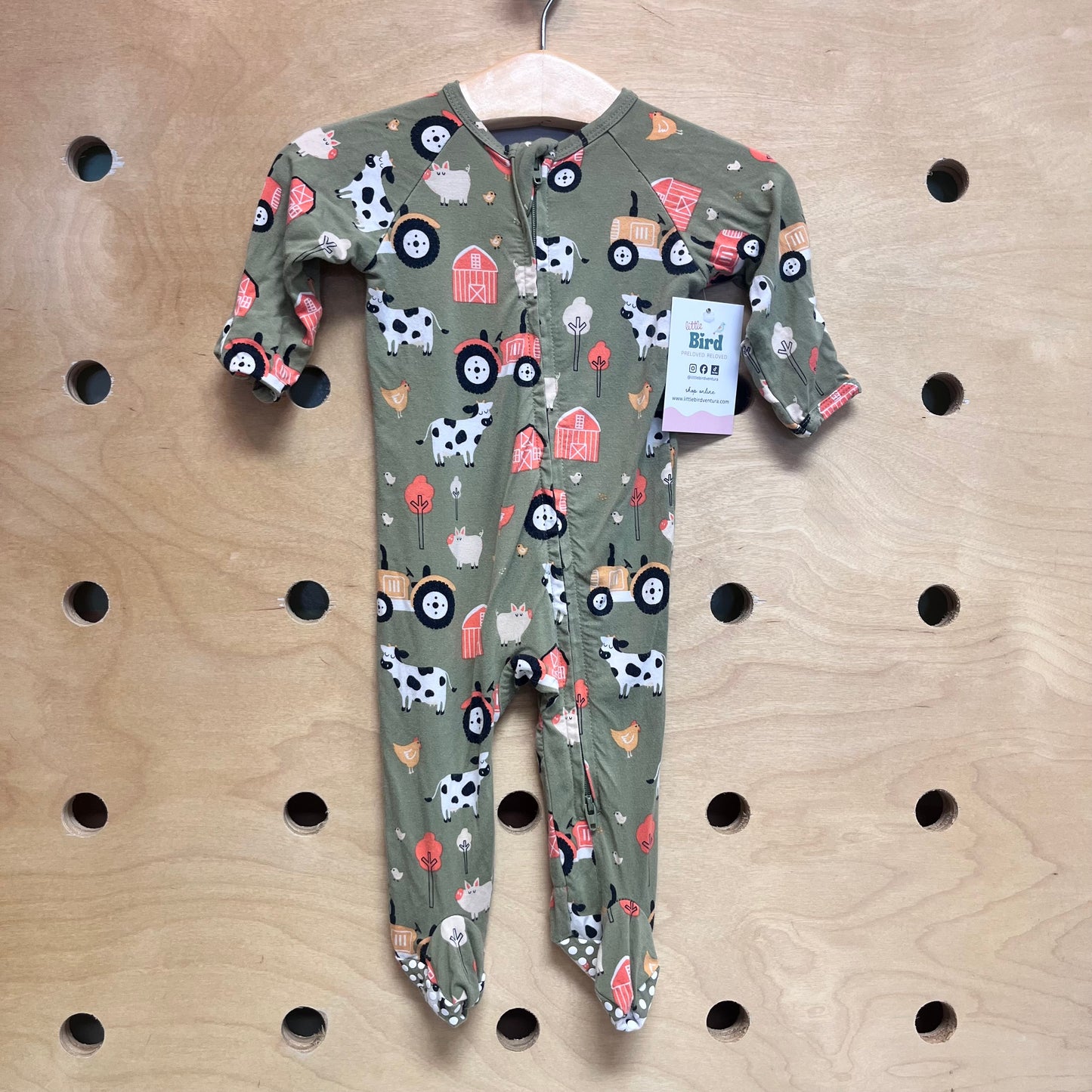 Green Barnyard Bamboo Footies