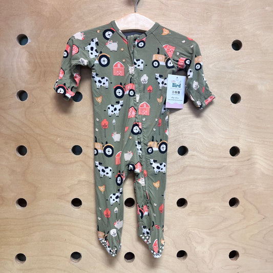 Green Barnyard Bamboo Footies