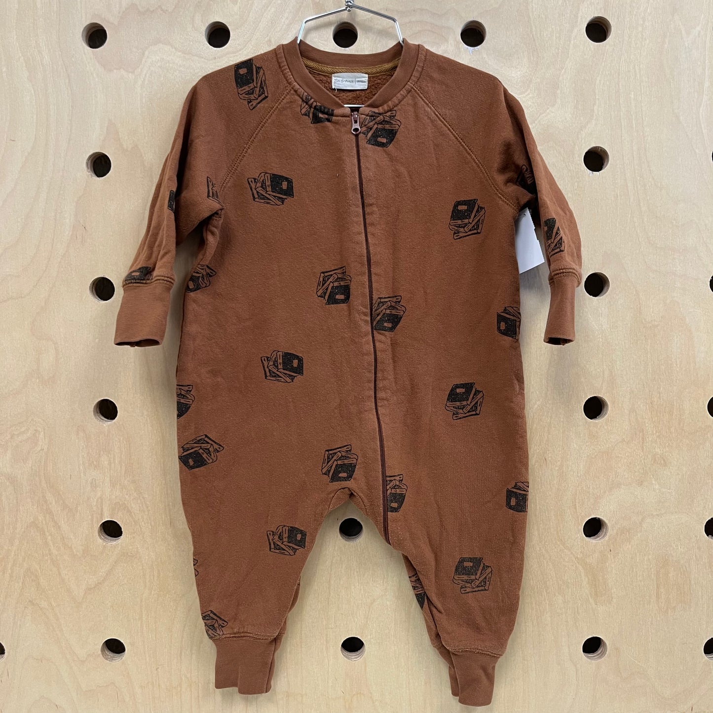 Brown Books Zip Romper