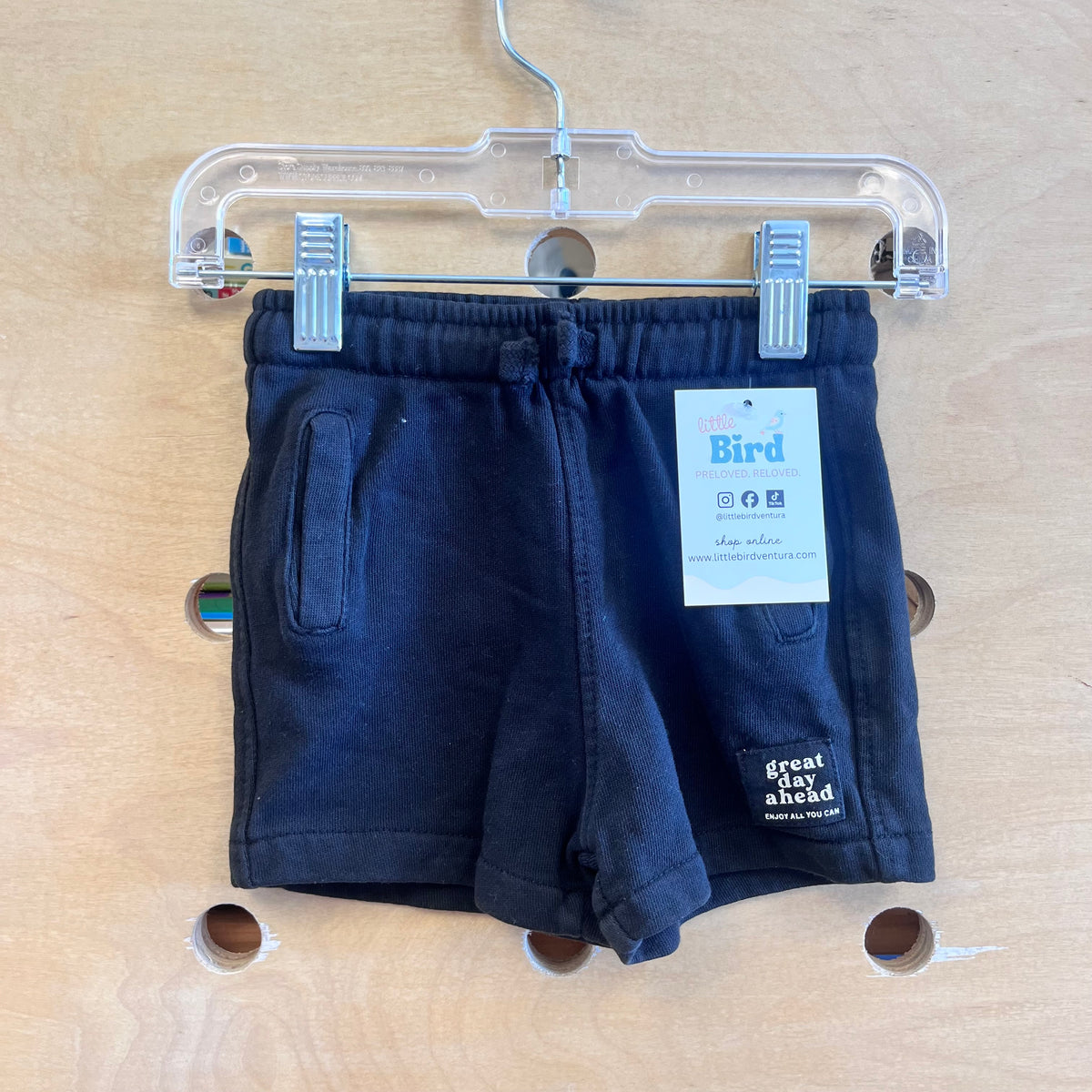 Black Great Day Ahead Drawstring Shorts