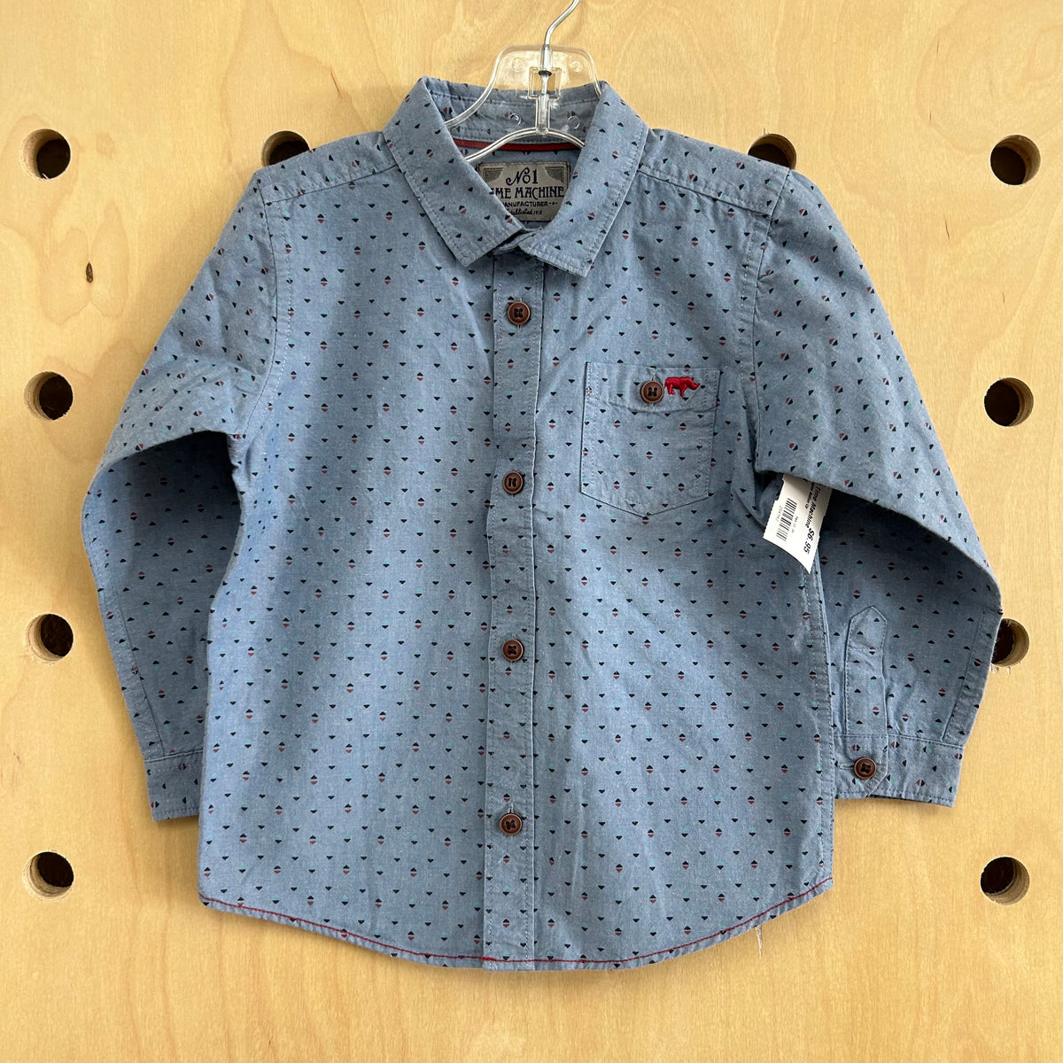 Blue Triangles Button Up