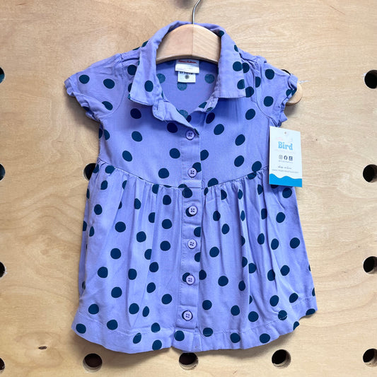 Purple Polka Dot Button Dress