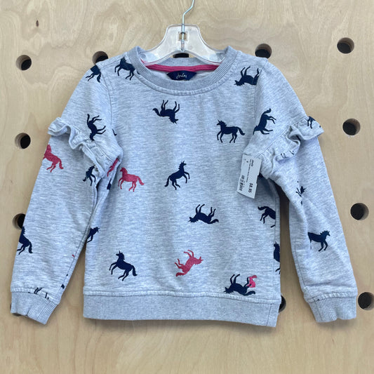 Grey Pink Glitter Horses Pullover