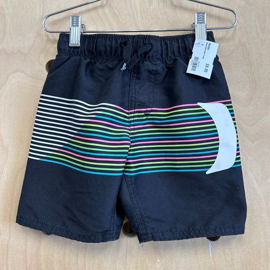 Black Striped Swim Trunks