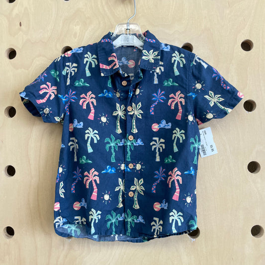 Blue Palm Tree Button Up Shirt