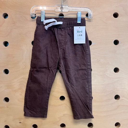 Brown Linen Blend Pants