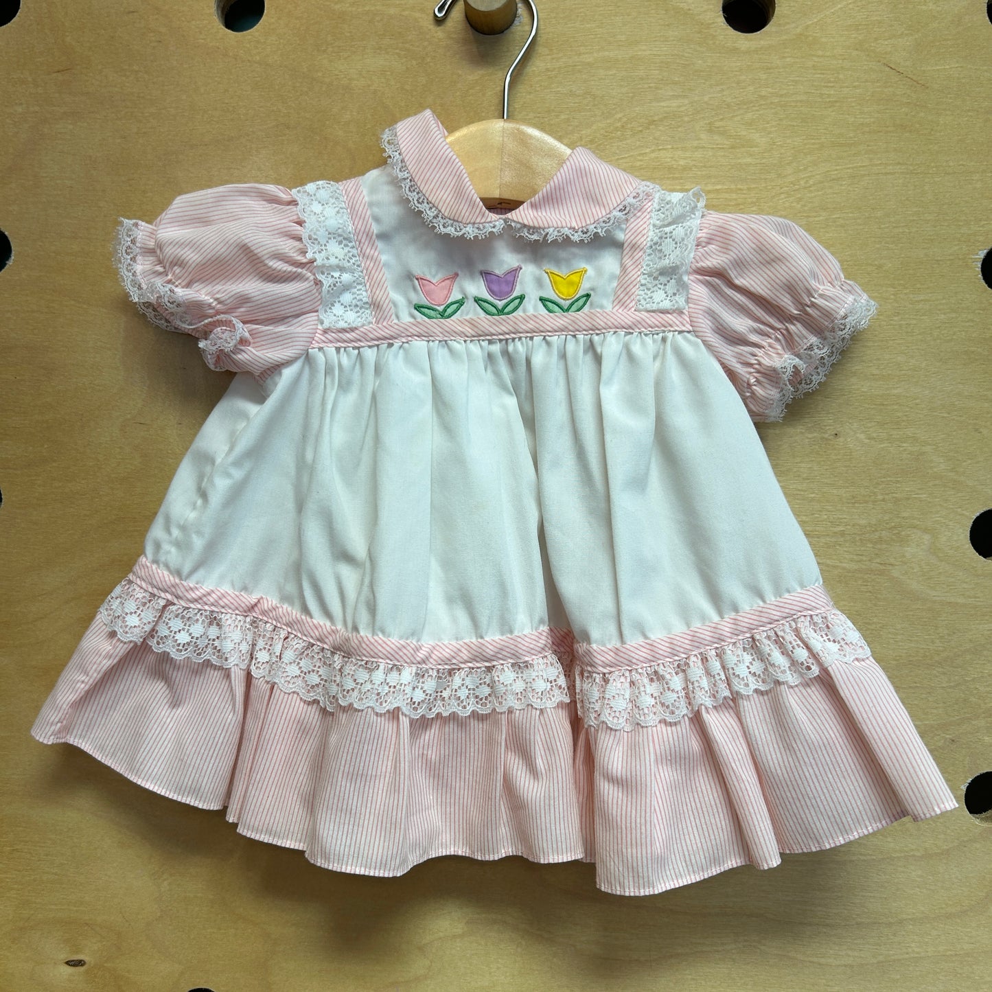 Cream & Pink Tulips Dress