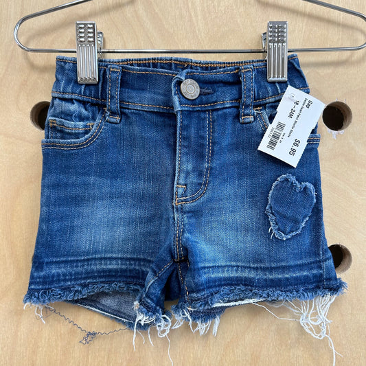 Denim Heart Patch Shortie Shorts