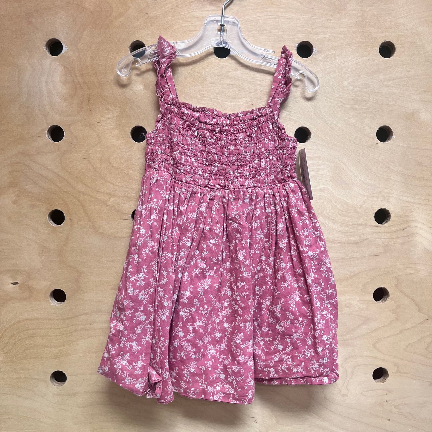 Pink/White Floral Smocked Dress