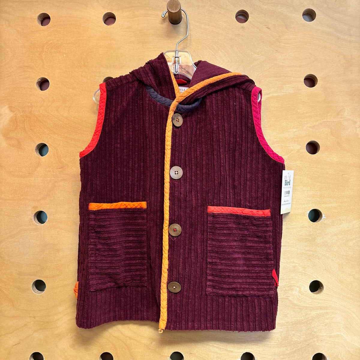Purple Wide Ribbed Hooded Vest