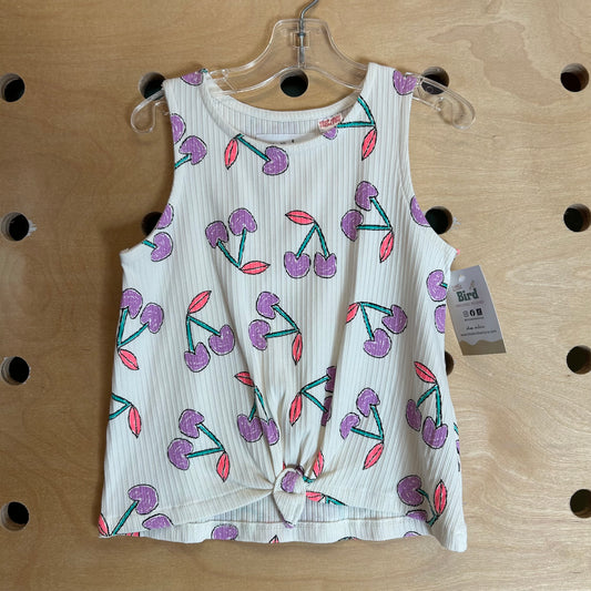 Ribbed Knotted Purple Cherries Tank
