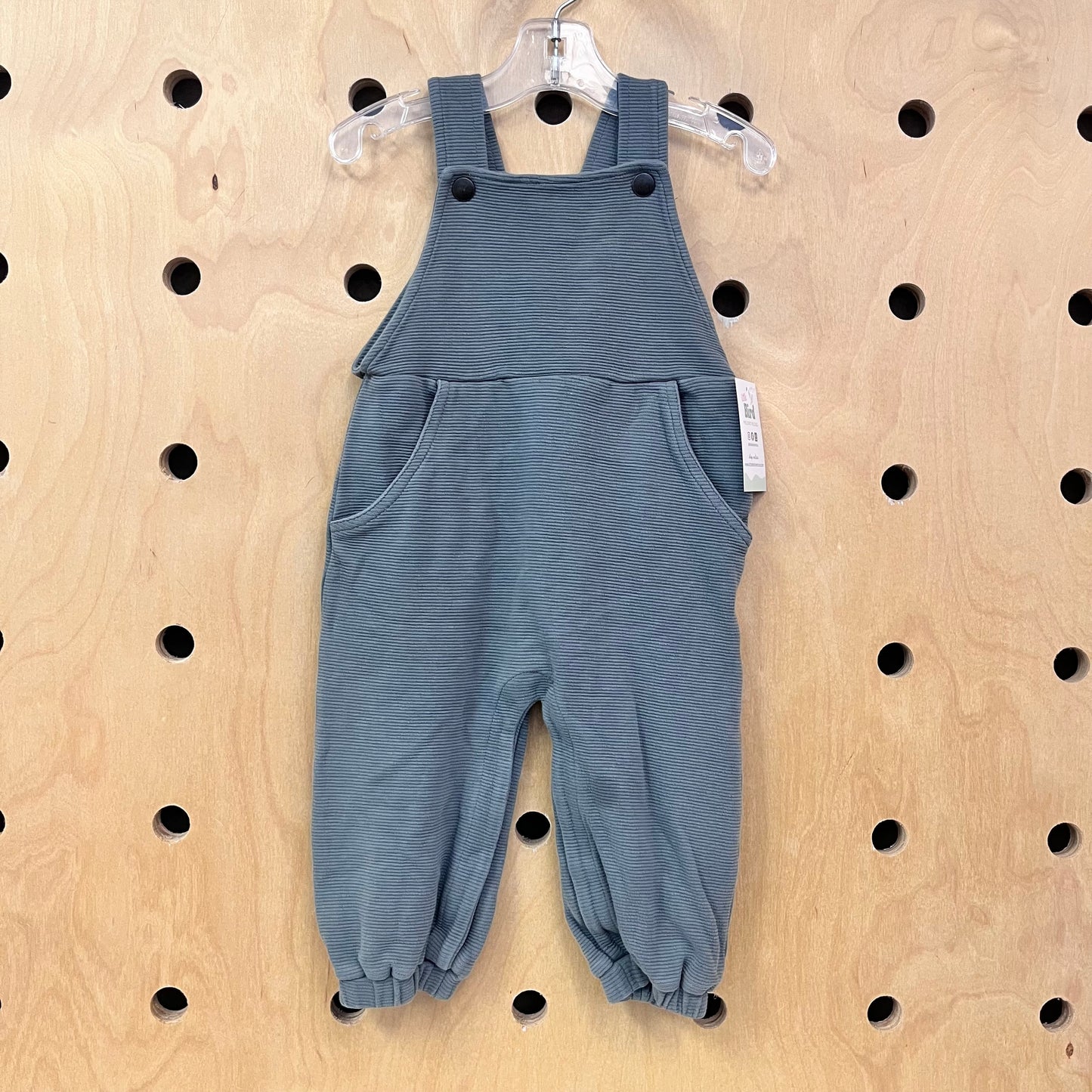 Organic Green Ribbed Overalls