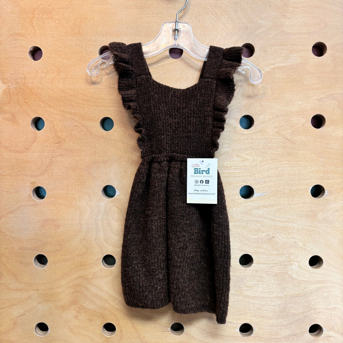 Brown Knit Pinafore Dress