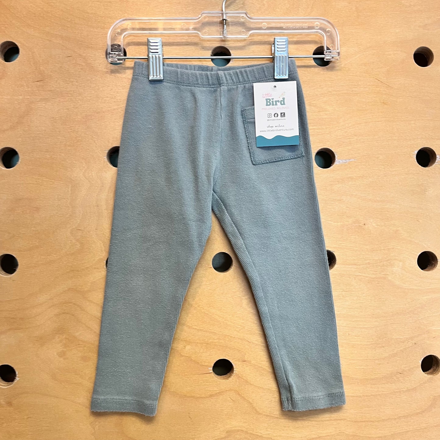 Dusty Teal Ribbed Pants