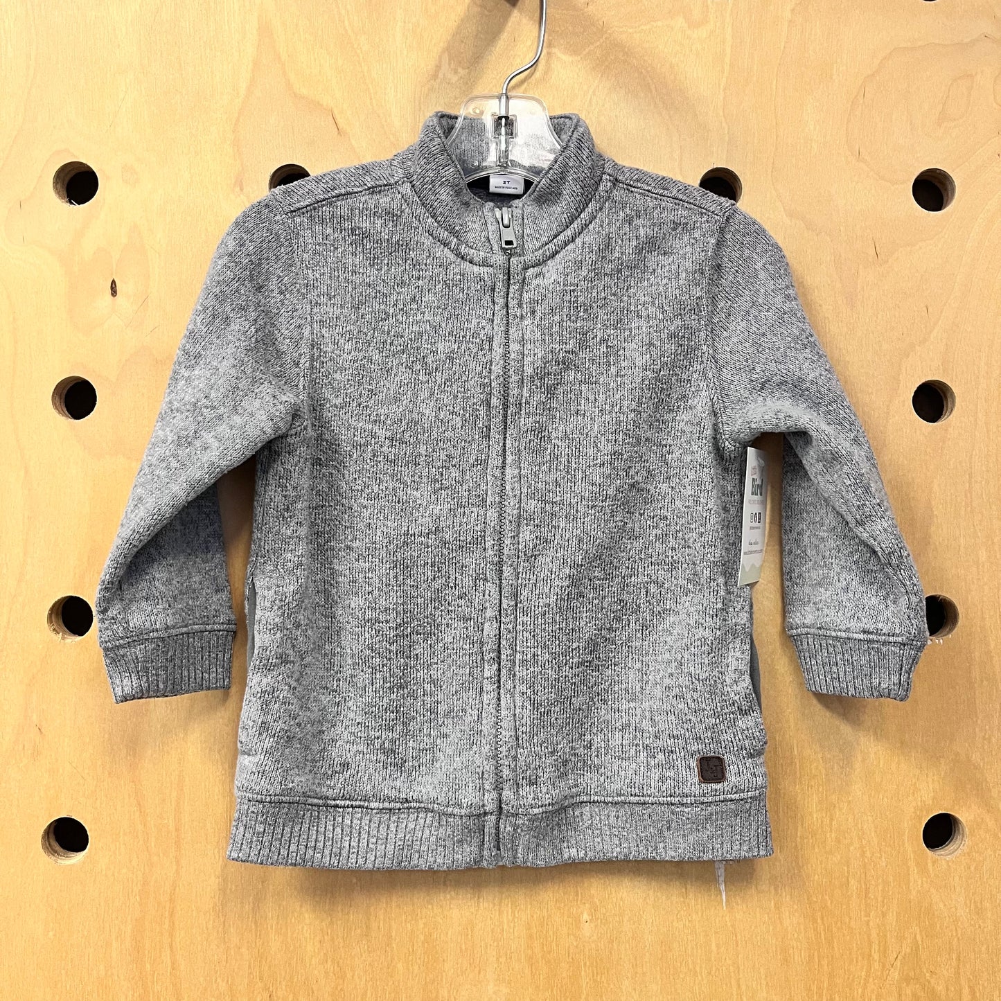Grey Knit Zip Cardigan