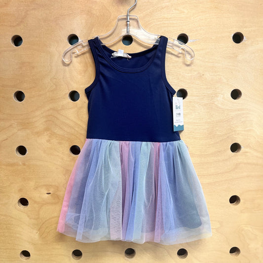 Navy & Striped Sparkle Tulle Dress