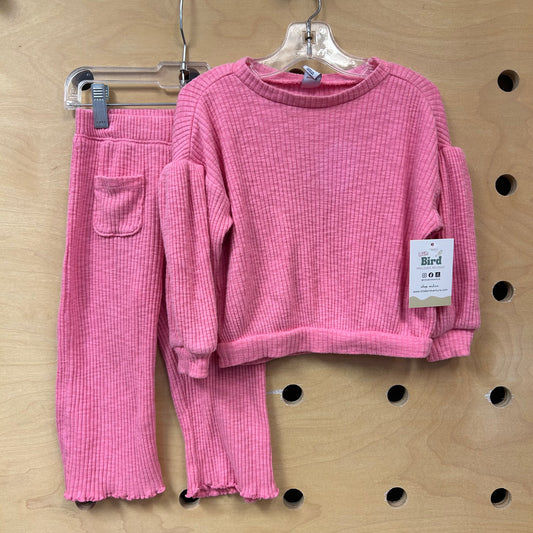 Pink Ribbed Flare Outfit