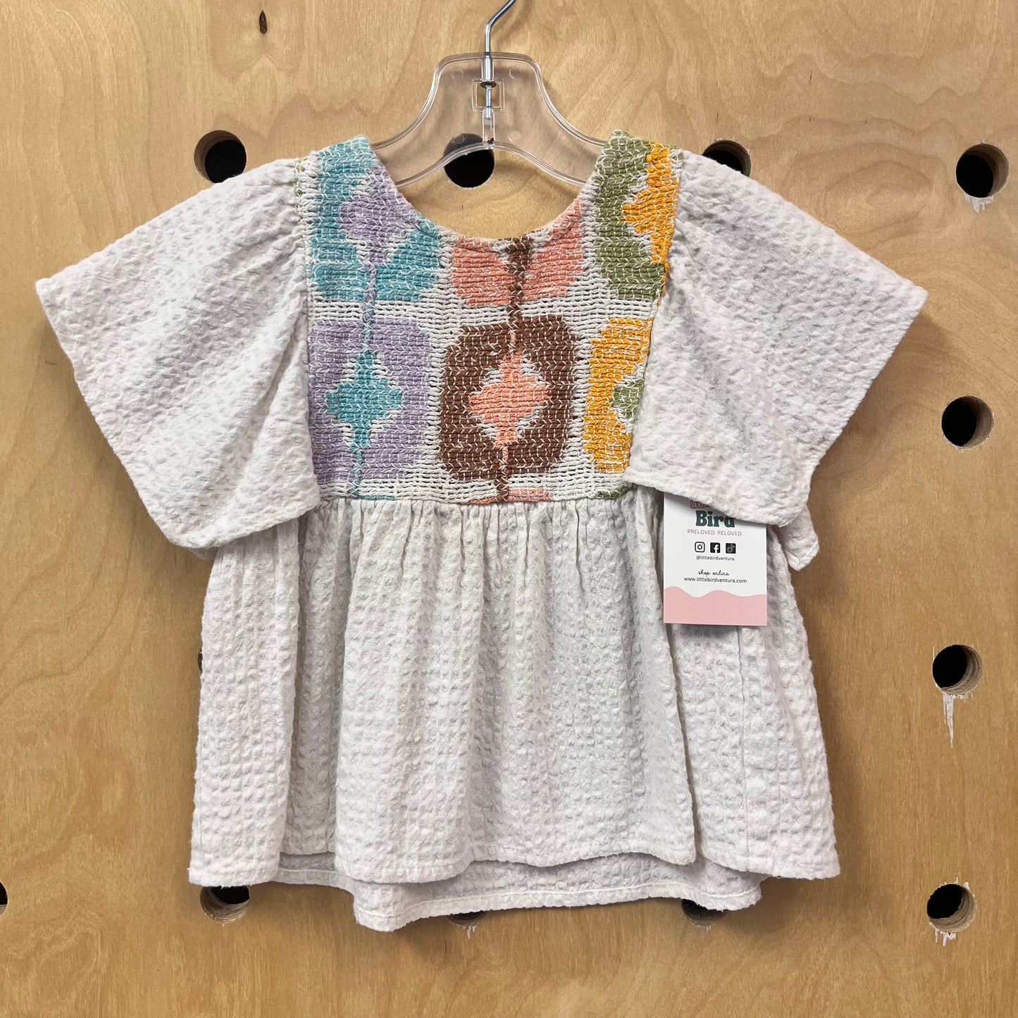 Embroidered Cream Textured Top