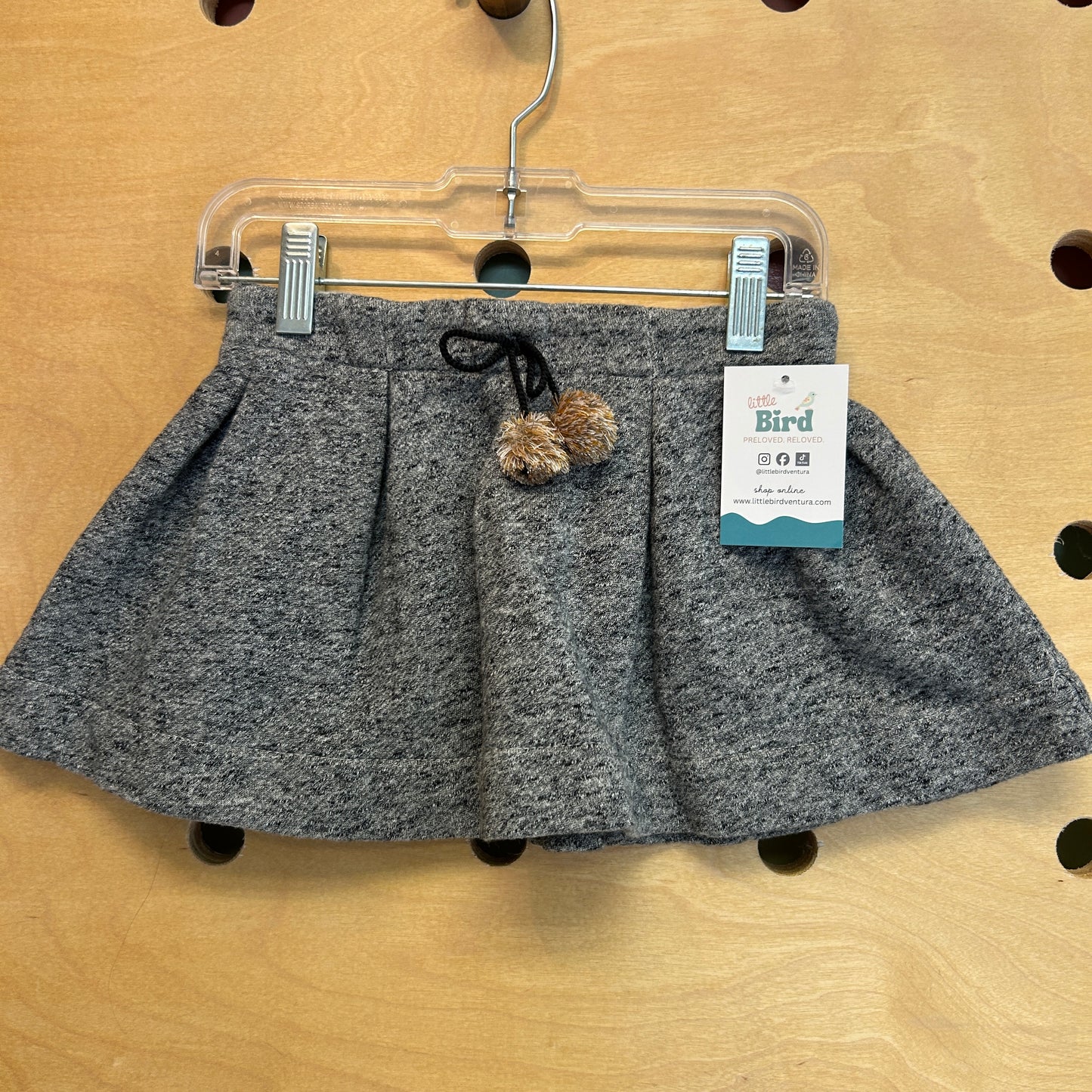 Heathered Grey Pom-Pom Skirt
