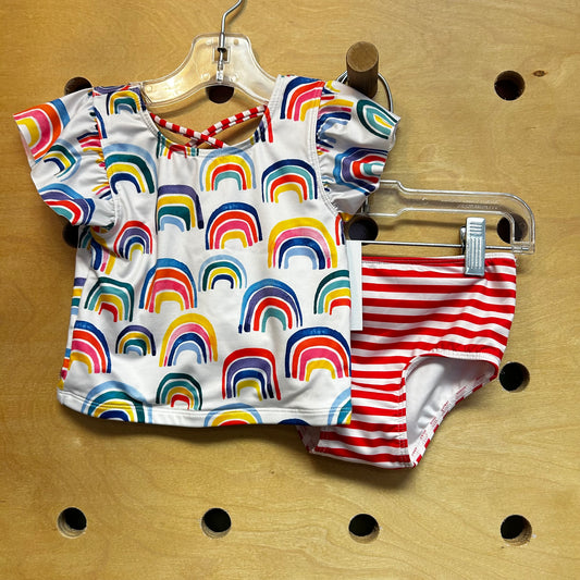 White Rainbows/Striped 2pc Swimsuit