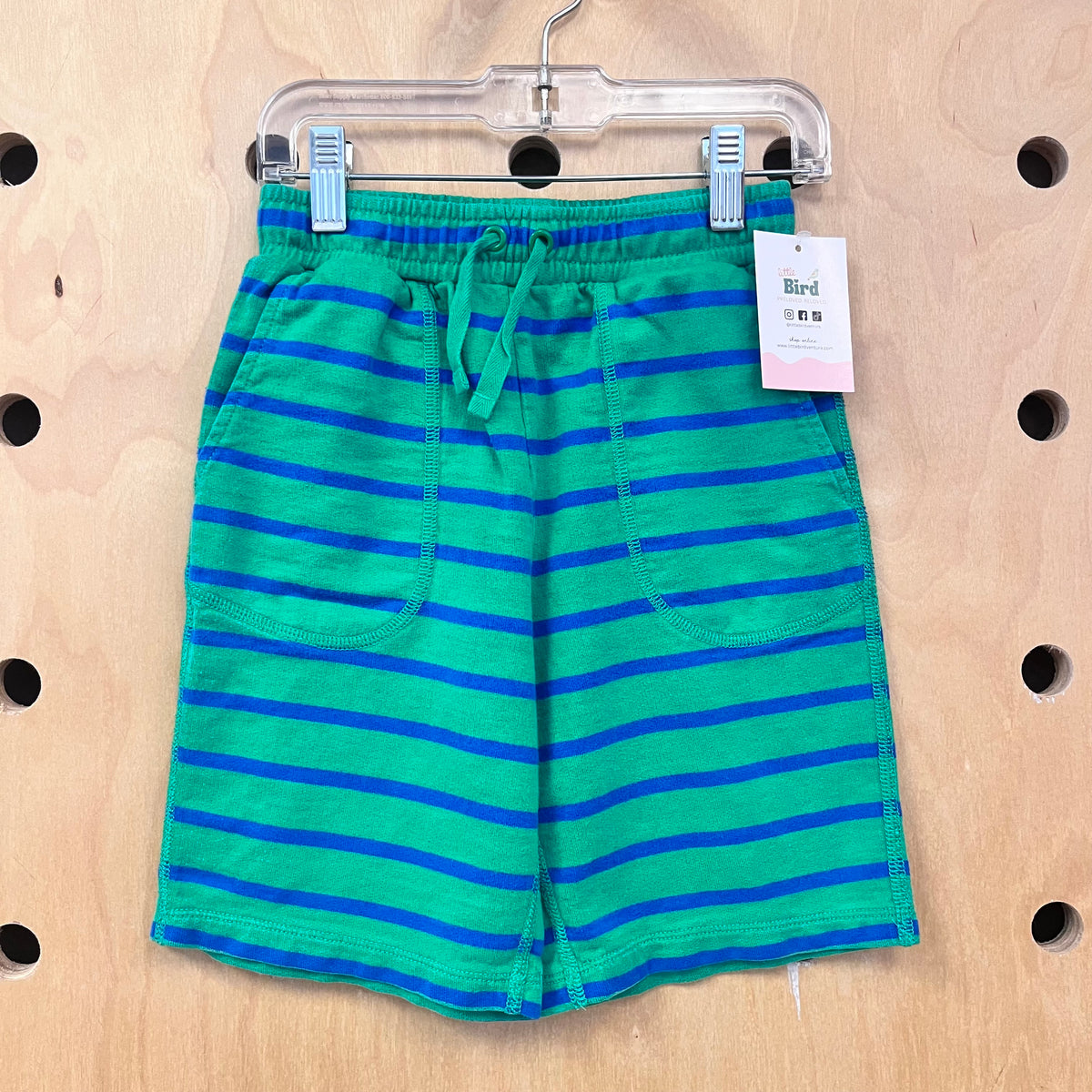 Blue/Green Cotton Drawstring Shorts