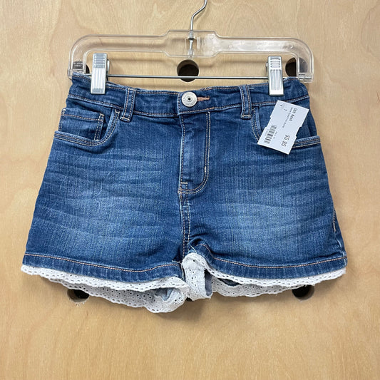 Denim Eyelet Trim Shorts