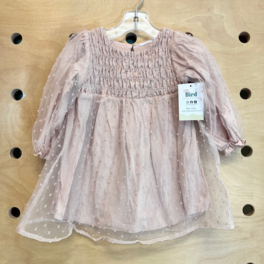 Dusty Pink Swiss Dot Tulle Dress