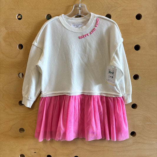White/Pink 'Happy & Kind' Tulle Tunic
