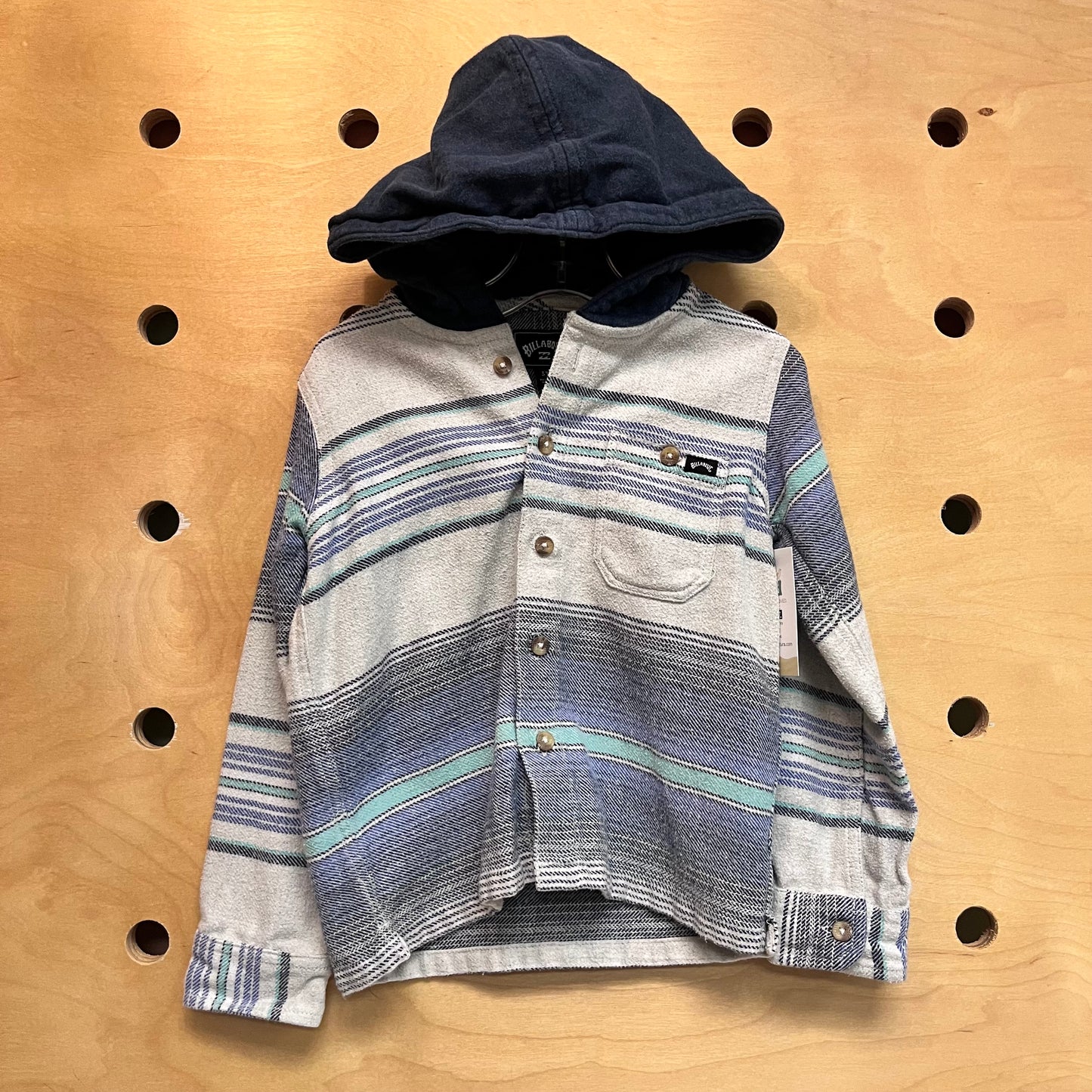 Blue & Grey Hooded Shacket