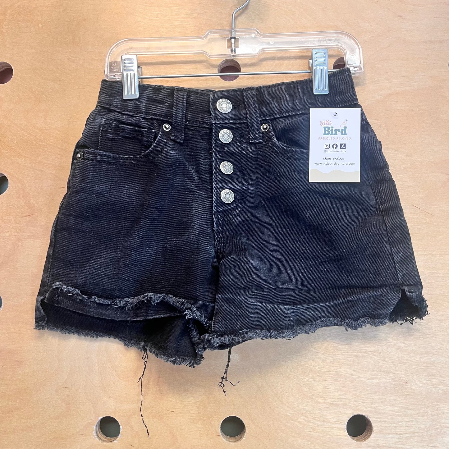 Black Denim High Rise Slim Shorts