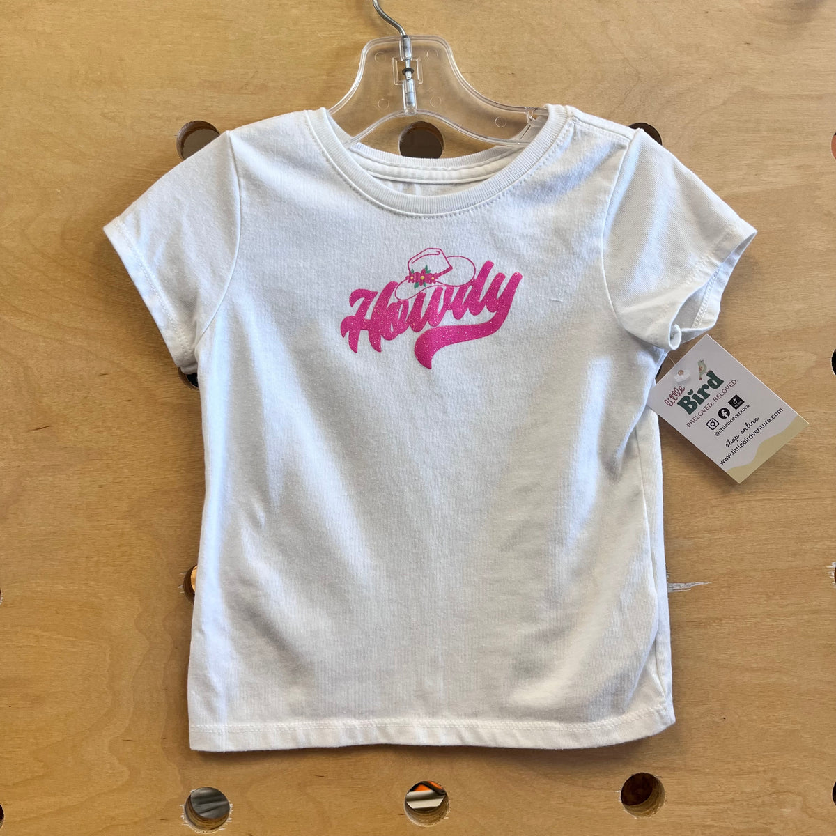 White/Pink Sparkle Howdy Tee