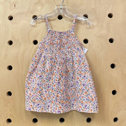 Peach + Purple Floral Smocked Dress