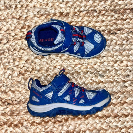Grey & Blue Velcro Running Sneakers