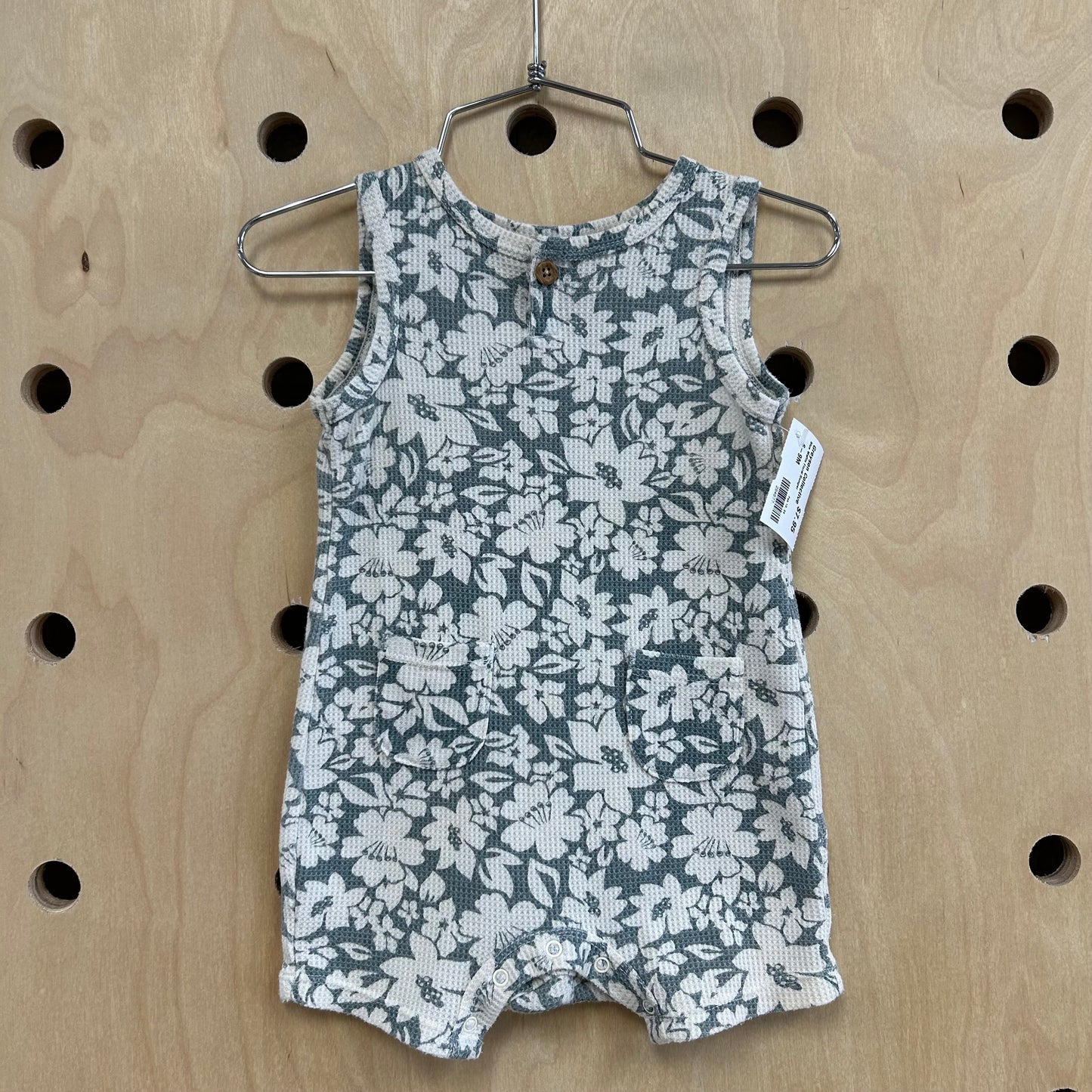 Blue Waffle Floral Romper
