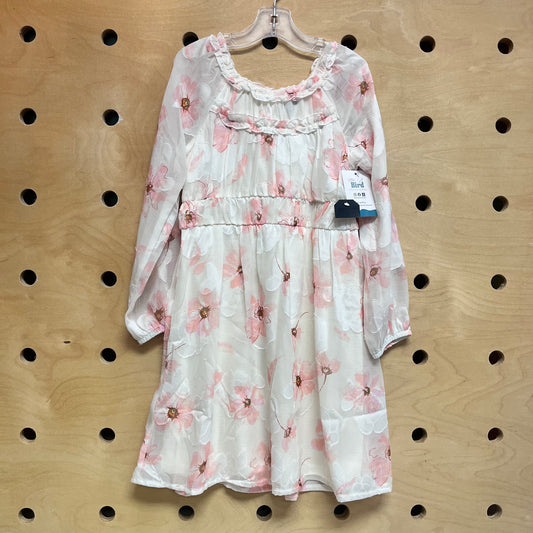 White/Pink Floral Sheer Dress NEW!