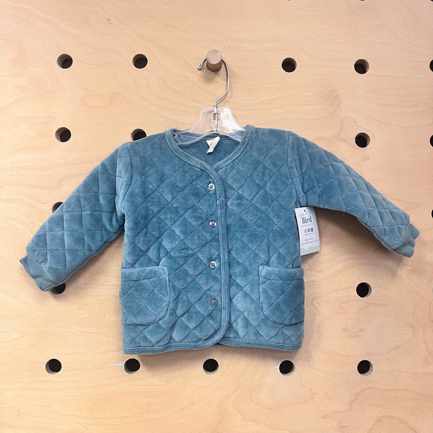 Organic Teal Velour Quilted Jacket