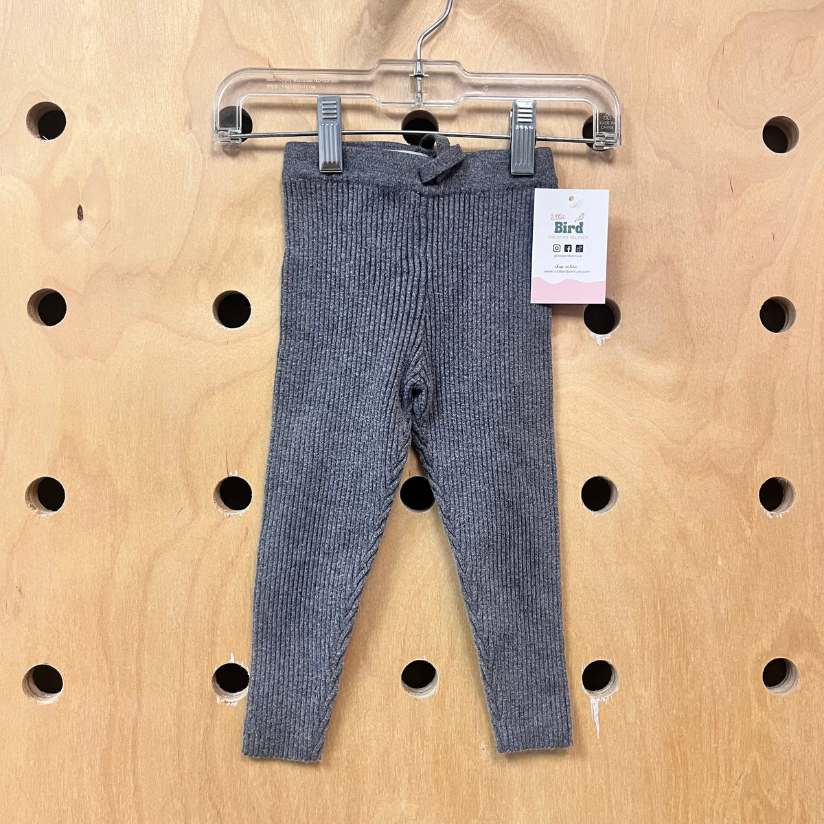 Grey Ribbed Leggings