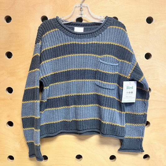 Blue/Teal Striped Open Knit Sweater