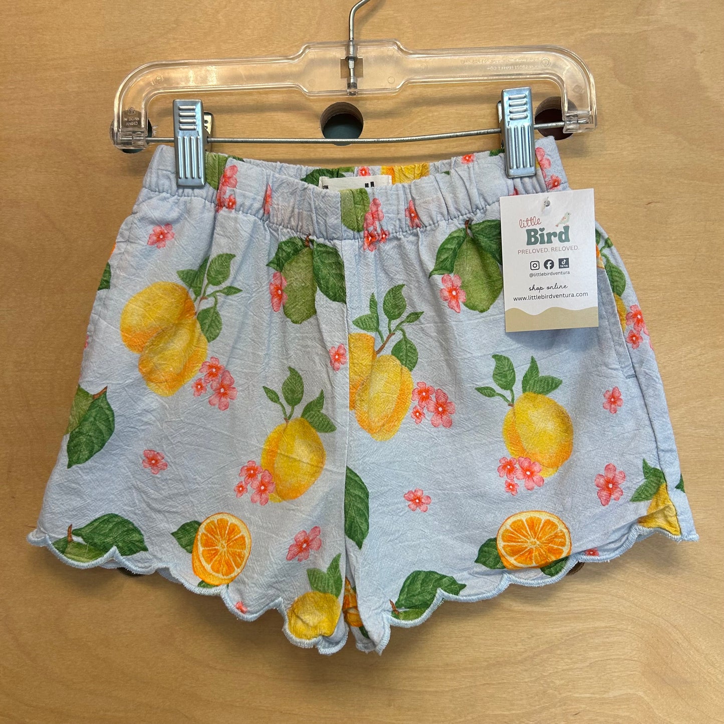 Blue Lettuce Hem Lemon Shorts