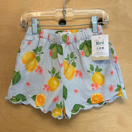 Blue Lettuce Hem Lemon Shorts